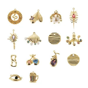 Crystal Pearl Design Jewelry Accessories Copper Charms for Necklace Bracelet Jewelry Making