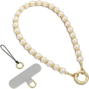 Crystal Pearl Phone Lanyard Universal Anti-lost Beaded Wrist Strap Keychain for iPhone Samsung Bag Charm