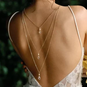 Crystal Pendant Back Chain Rhinestone Metal Chain Personality Versatile Body Chain Accessories for Women