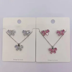 Crystal Pendant Necklace and Earring Set, Tarnish Resistant, No Fade Costume Crystal Jewelry