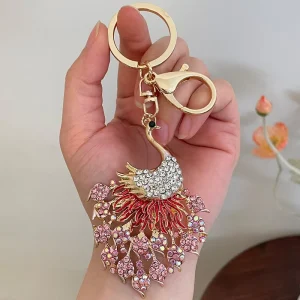 Crystal Rhinestone Alloy Metal Ring Pendant Decoration Bling for Womens Purse Handbag Bag Charms Keychain