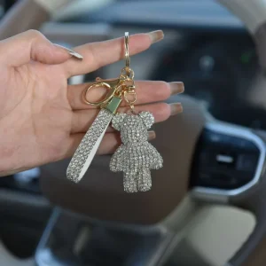 Crystal Rhinestone Teddy Bear Keychain Bag Charm