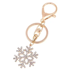 Crystal Snowflake Christmas Carabiner Keychain Flower Metal Pendant Ladies Bag Charm Gift Alloy