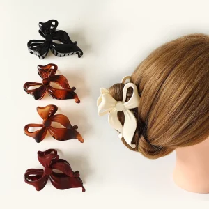 Crystal Sweet Bow Hair Clips Women Non Slip Large Matte Strong Hold Claws Thin Thick Hair Elegant Hairstyle