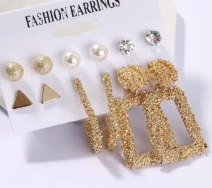 Crystal Trendy Gold Plated Hoop Earrings with Pendants Hoop Earrings Set fashion Earring Sets for Women Jewelry