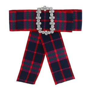 Crystal Women Pins Statement Collar Brooches Canvas Bowknot Tie Brooches Bow Brooches