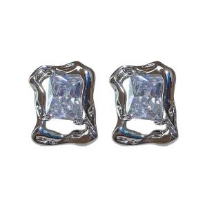 Crystal Zirconia Square Drop Clip on Earrings Piercing Earrings Party Jewelry Girl New