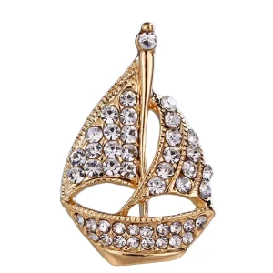 Crystal and Alloy Material Type Fashion Brooches Sailboat Brooch