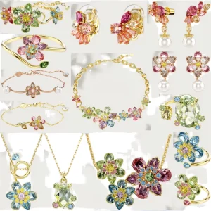 Crystal-colored Flower Jewelry Set for Ladies