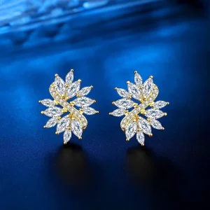 Cubic Zircon Flower Shape Earrings for Women White Crystal Wedding Jewelry Gifts