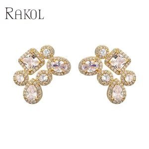 Cubic Zirconia Cute 18k Gold Plated Girl’s Shining Crystal Fashion Jewelry Stud Earrings