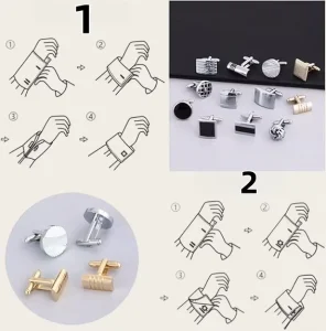 Cufflinks for Men Classic Tone Silver Striped Disc Square Rectangle Cuff Links Shirt Suit for Wedding
