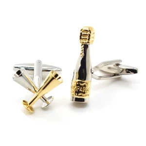 Cup & Bottle Set Novelty Cufflinks Custom Men’s Suit Shirt Fashion Accessory Wedding Tuxedo Trendy Jewelry Gift Set