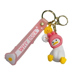 Curvy Duck Fun Headband Cartoon PVC Carabiner Keychain Flexible Creative Fashionable Pendant