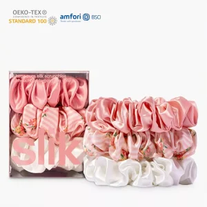 Custom 100%Mulberry Silk Scrunchie Silk Hair Tie Printed 3.5cm Elastic Silk Hair Bands Silk Hair Scrunchies Gift Set