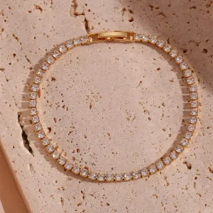 Custom 14K Gold Plated Stainless Steel Bracelet Knotted Crystal Zircon Charm Non-Tarnish Copper Brass Titanium Material Bangles