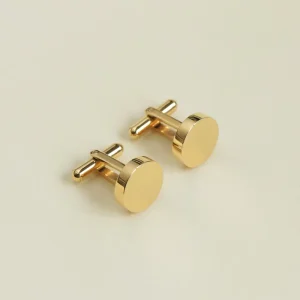 Custom 18K Gold Plated Cuff Link Real 316 Stainless Steel Cufflinks for Men Groom Wedding Gift