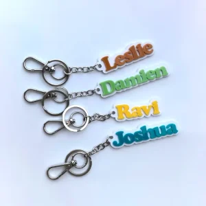 Custom 2 Layer Transparent Fluorescent Acrylic Name Keychain Colorful Personalized Bag Purse Handbag Accessory Charm