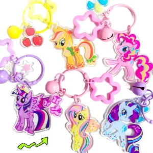 Custom 2D Printed Acrylic Keychain UV-Printed Anime Pony Cartoon Charm Fashion Trend Promotion Gift 3.5cm*5cm for Collection