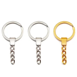 Custom 30mm Flat Ring Keychain With Chain DIY Metal Keychain Accessories Made Of Alloy And Iron Light Keycha