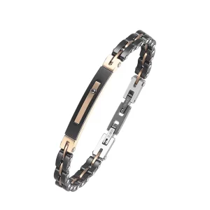 Custom 316 Stainless Steel Ceramic Bracelet PVD Gold Plated Friendship Bangle With Zircon