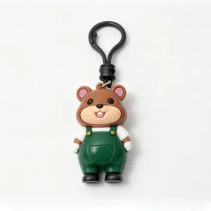Custom 3D PVC Cartoon Bear Keychain Soft Rubber Animal Figure OEM ODM Promotional Gift Key Ring for Kids Adults UV