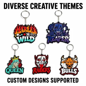 Custom 3D PVC Keychain Keyring for Car Bag Charm Fearless Wild Flame