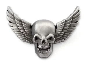 Custom 3D Winged Skull Lapel Pins Coin Antique Silver Biker Metal Badges Eco friendly Gothic Punk Brooch for