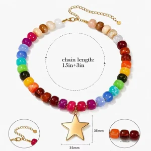 Custom Acrylic Charms Colorful Beaded Necklace Fashion Jewelry Necklaces Handmade Resin Beads Chunky Jewelry
