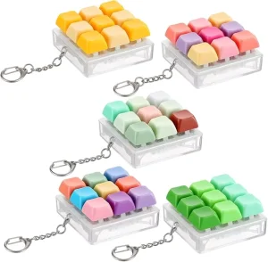 Custom Acrylic Fidget llaveros Light Keychain Fidget Toy Keycap Stress Relief Decompression Button Finger Clicker Keychain