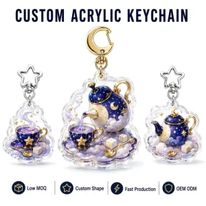 Custom Acrylic Keychain Clear Charms UV Printed Low MOQ Brand Campaign Orders