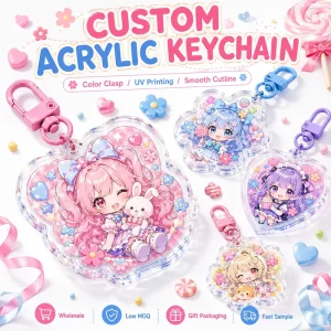 Custom Acrylic Keychain Clear Charms UV Printed Low MOQ Clear Tag Supply