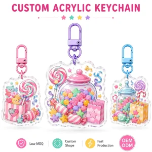 Custom Acrylic Keychain Clear Charms UV Printed Low MOQ Event Table Orders