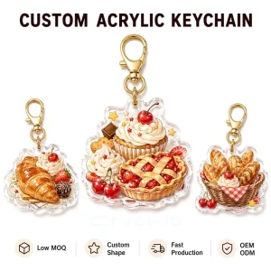 Custom Acrylic Keychain Clear Charms UV Printed Low MOQ Expo Booth Orders