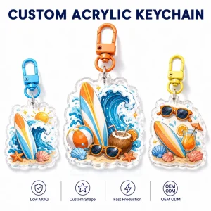 Custom Acrylic Keychain Clear Charms UV Printed Low MOQ Pop Up Market Orders