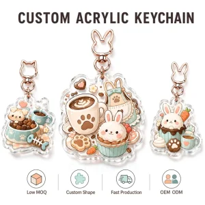 Custom Acrylic Keychain Clear Charms UV Printed Low MOQ Quick Sample Supply