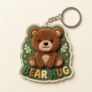 Custom Acrylic Keychain In Bulk 3D Cute Plush Designer Logo Rhinestone Bears Bag Charm Chain For Mini Backpack