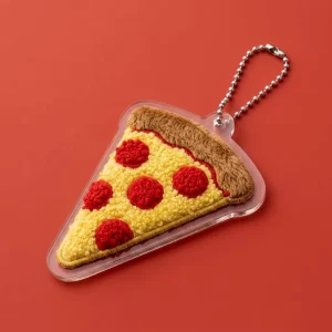 Custom Acrylic Keychain Plush Personalized Designer Logo Pizza Slice Keyring Bag Charms for Fast Food Lovers Accessory