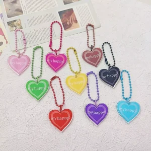 Custom Anime Acrylic UV Printed Keychain Cute Pink Heart Photo Keyring Digital Photo Custom Text Acrylic Keychains