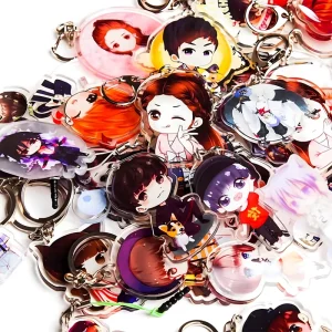 Custom Anime Cartoon Acrylic Keychain Metal Key Ring Clear Charms Custom Color Logo Souvenir
