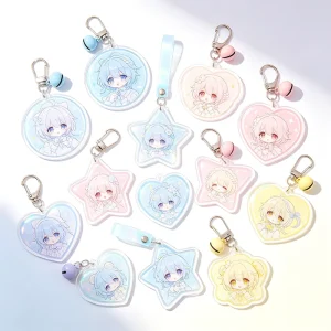Custom Anime Cartoon Digital Photo Mini Acrylic Keychain Waterproof Fashionable Square Shape for Promotion Gifts