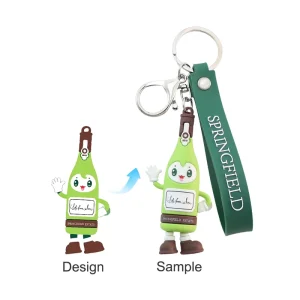 Custom Anime Cartoon PVC Keychains with Chain Ring Soft Flexible UV Printed Custom Color and Logo for Promotion Gifts