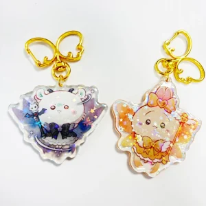 Custom Anime Holographic Star Effect Epoxy Acrylic Keychain Custom Acrylic Charms Fashion Cartoon Keychains