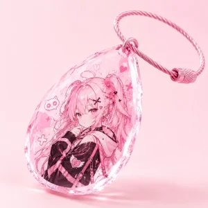 Custom Anime Teardrop Acrylic Diamond Keychain Personalized Crystal Clear Keyring Logo Photo Charm Car Pendant Business Gift