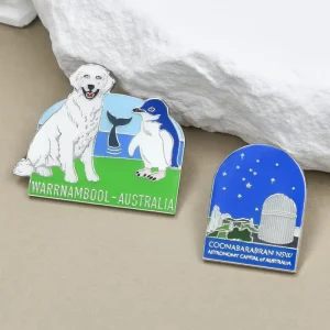 Custom Australia Travel Souvenir Badges Vinyl Record Tree Shaped Metal Brooch Football Club Logo Anniversary Enamel Lapel Pin