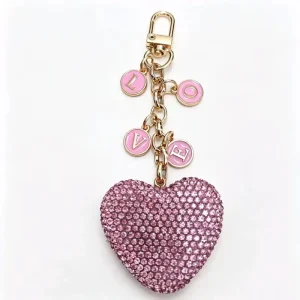 Custom Beaded Bag Charm Rhinestone Heart Star Pendant Keychain Bag Key Chain Fashion Charm Accessories with Eyeglass Holder