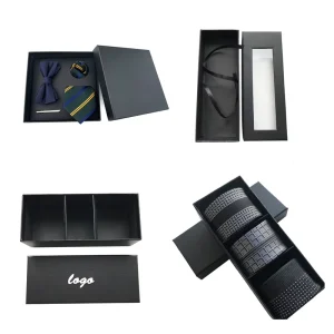 Custom Beautiful Gift Boxes for Men’s Neckties Socks Handkerchief Cufflinks for Birthday Gift Packing Featuring Sponge Liner