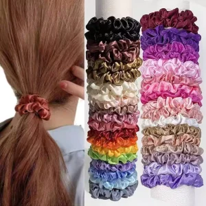 Custom Black Flower Hair Ties for Women Simulated Silk Women’s Oversized Hair Accessory