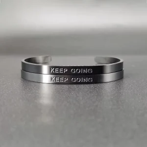 Custom Black Men Bracelet Enpowered 316 Stainless Steel Engraved Mantra Inspired Men Cuff Bracelet Wrist Band