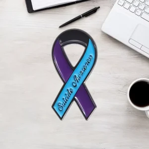 Custom Blue Ribbon Enamel Pins Metal for Badges with Letterpress Printing Yerllsom